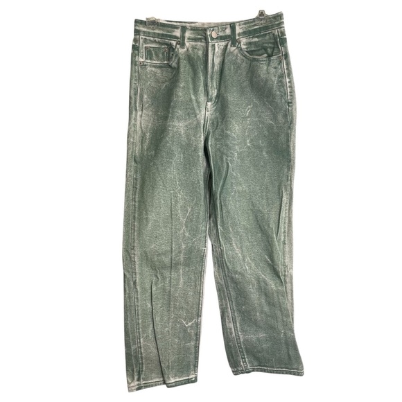 P.L.A.N. Denim Vintage Green Straight Leg Jeans with Distressed Finish Size M - Picture 1 of 5